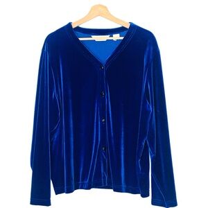 BECHAMEL Royal Blue Velvet Cardigan Size 2XL Dark Romantic Whimsy Goth